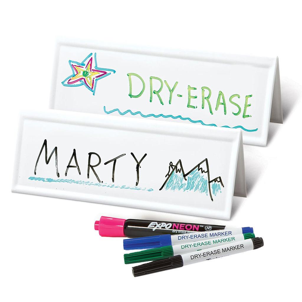 Original Reusable Name Card - two-sided, dry-erase tent cards, LARGE (set of 10)