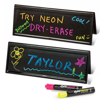 Black Reusable Name Card - Dry-erase Two-sided Tent Cards (set of 10)